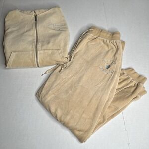 Juicy Couture Tracksuit Set Forever 21 Plus 2X Velour Beige Rhinestone Y2K Style